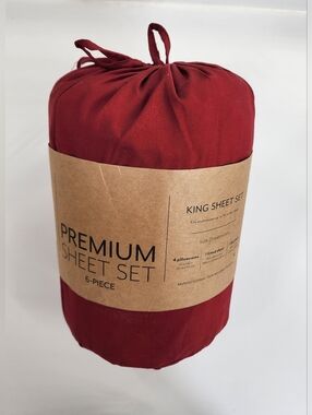 Premium 6-piece King Sheet Set Burgundy Hypoallergenic Ultra Soft Luxury Bedding